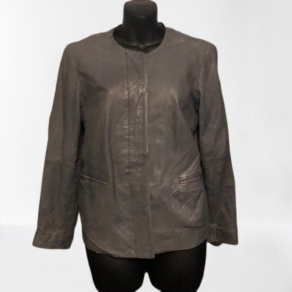 Lucky Brand Faux Leather Grey Jacket size small